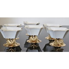 Atabey Home Ipek Porselen Kelebek Ayaklı Kase 6'lı Gerçek Altın Yaldızlı