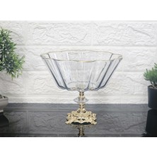 Atabey Home Paşabahçe Çiçek Desen Salata Kasesi & Meyvelik Döküm Gold Kare Ayaklı