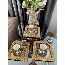 Atabey Home Collection 6'lı Kahve & Çay & Sunum Tepsisi Metal Döküm Full Döküm Model