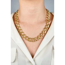Sose Moda Ezme Model Baklava Zincir Uzun Kolye - Gold