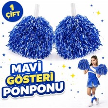 Die Grup 1 Çift ( 2 Adet ) Mavi Renk 23 Nisan 19 Mayıs 29 Ekim Okul Gösteri Ponponları