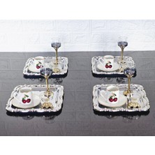 Atabey Home Collection 6 Adet Sunum Tepsisi & Kahve & Çay Tepsisi- Gümüş Tepsi Döküm Gümüş Gül Çerçeveli