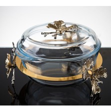 Atabey Home Yuvarlak Kelebek Standlı Borcam Tencere 3150CC 25 cm Gold