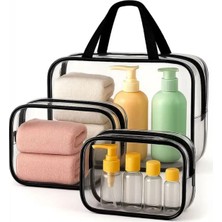 Tata Craft 3'lü Şeffaf Makyaj Çanta Seti Çok Amaçlı Düzenleme Taşıma Çanta Seti