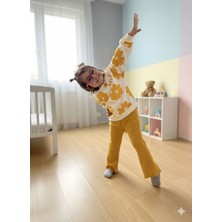 Kız Çocuk Pamuklu Ikili Takım Papatya Desenli Taytlı Günlük Şık Kombin