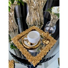 Atabey Home Collection 4 Adet Kahve & Çay & Sunum Tepsisi Metal Döküm Full Döküm Model
