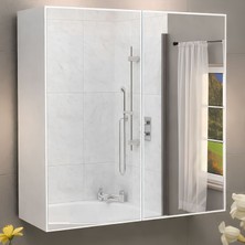 Ratemo Mobilya Aynalı Banyo Dolabı Iki Kapaklı 60×60×15 cm – Duvara Monte, Çok Raflı, Modern Tasarım