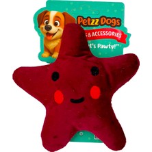 Petzzdogs Star One Sesli Dayanıklı Peluş Köpek Çiğneme Oyuncağı Bordo 14X13 cm