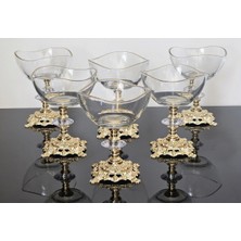 Atabey Home 6'lı Lav Döküm Ayaklı Kase Seti Gold Detaylı Dondurmalık & Şekerlik & Çerezlik