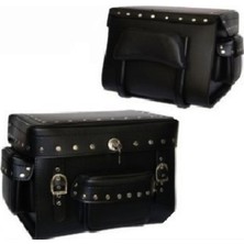 Motoanl Motosiklet Deri Arka Çanta Choper Model Siyah Cruiser Motorcu Çantası