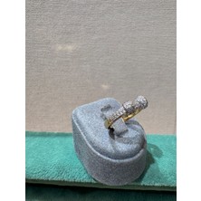 MC Çelik Taşlı Ayarlanabilir Gold Yüzük