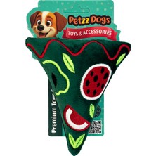 Petzzdogs Little Pizza Sesli Dayanıklı Peluş Köpek Çiğneme Oyuncağı Yeşil 14X13 cm