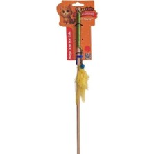 Petzzcats Fish Matatabi ve Çıngırak Sesli Ahşap Saplı Kedi Olta Oyuncağı Yeşil 42 cm