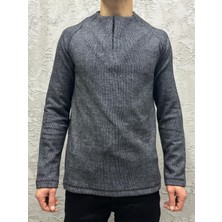 Black Steel Karyoka Dikişli Gizli Fermuarlı Erkek Sweatshırt