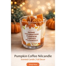 NİLCANDLE Dekoratif Balkabağı Tasarımlı Kahve Kokulu Soya Bardak Mum  - Hediyelik ve Doğadan