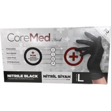 Bimel Coramed Pudrasız Nitril Eldiven L Beden Siyah 50 'li
