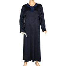 Hermevsim Hesna Kadın Sülün Büyük Beden Devore Baskılı Kuplu Lacivert Elbise