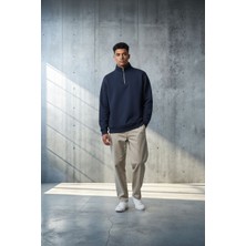 Black Steel Yarım Fermuarlı Balıkçı Yaka Selanik Örgü Erkek Sweatsırt