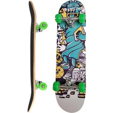 Feyza Design 80 cm Desenli Zımparalı Kaykay, 100 kg Taşıma Kapasiteli, Silikon Tekerli