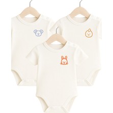 Babytex %100 Pamuk Bebek Body & Zıbın Baskılı 3lü Bebek Body Zıbın - Civciv Tavşan Koala