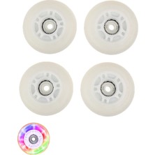 Feyza Design Renkli 4'lü 64 mm Silikon Teker Seti, Rulmanlı ve Işıklı Paten Tekerleri