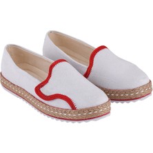 Cotto Shoes Beyaz Keten Kadın Sneaker