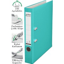 ArtMaster Büro Klasörü Turkuaz Dar 1 Adet Plastik Dar Turkuaz Klasör Halkalı Paslanmaz Çelik Klipsli Ofis Büro