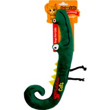 Petzzcats Crody Matatabi ve Çıngırak Sesli Peluş Kedi Oyuncağı Yeşil 30X8 cm