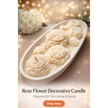 NİLCANDLE Gül ve Şakayık Çiçeği Tasarımlı Dekoratif Mum Seti – Oval Kase Içinde Şık ve Zarif Sunum