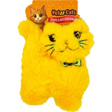 Petzzcats Kedi Şeklinde Matatabi ve Çıngırak Sesli Peluş Kedi Oyuncağı Sarı 17X12 cm