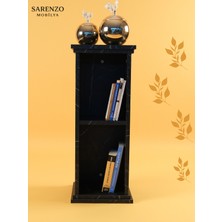 Sarenzo Siyah Mermer Desen Sütun Kitaplık Çok Amaçlı Sehpa (Mdf)