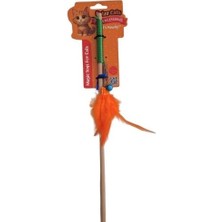 Petzzcats Fish Matatabi ve Çıngırak Sesli Ahşap Saplı Kedi Olta Oyuncağı Koyu Yeşil 42 cm