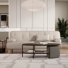 Enza Home Freda Kadife Dokulu 3'lü Yataklı Koltuk - Krem