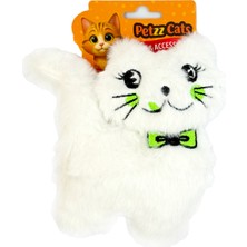 Petzzcats Kedi Şeklinde Matatabi ve Çıngırak Sesli Peluş Kedi Oyuncağı Beyaz 17X12 cm