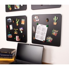 WoodHaus Metal Magnet Panosu 35.5 x 35.5 cm – Siyah Metal Pano | Duvar Magnet & Not Panosu