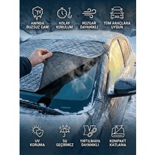 Beylini Oto Cam Buzlanma Önleyici Branda Araç Cam Buz Koruyucu Kışlık Koruyucu Kar Buz Önleyici Ön Cam Tente 130X150 cm