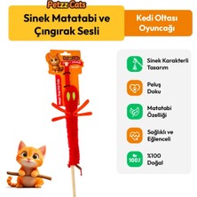 Petzzcats Sinek Matatabi ve Çıngırak Sesli Kedi Oltası Oyuncağı Kırmızı 42 cm