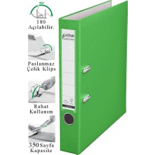 ArtMaster Büro Klasörü Yeşil Dar 1 Adet Plastik Dar Yeşil Klasör Halkalı Paslanmaz Çelik Klipsli Ofis Büro