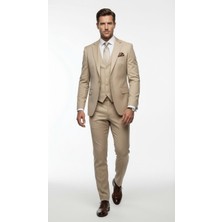 Plus Scorpion Erkek 3 Parça Slim Fit  Takım Elbise –klasik Likralı Kumaş, Tek Düğme, Çift Yırtmaçlı Modern Kesim (Ceket Yelek Pantolon)