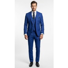Plus Scorpion Erkek 3 Parça Slim Fit  Takım Elbise –klasik Likralı Kumaş, Tek Düğme, Çift Yırtmaçlı Modern Kesim (Ceket Yelek Pantolon)