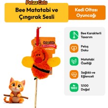 Petzzcats Bee Matatabi ve Çıngırak Sesli Kedi Oltası Oyuncağı Turuncu 42 cm