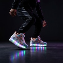 Feyza Design Renkli Işıklı Çocuk Kaykaylı Spor Ayakkabısı 35 Numara