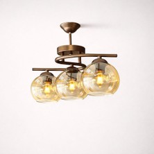 Kuzenler Modern Kahverengi 3 Lü Bal Cam Avize