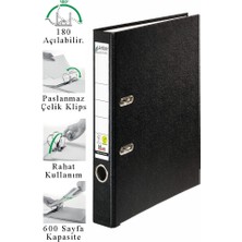 ArtMaster Büro Klasörü Siyah Dar 1 Adet Plastik Dar Siyah Klasör Halkalı Paslanmaz Çelik Klipsli Ofis Büro