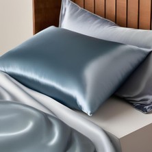 Ceviz Medikal Antibakteriyel Terletmeyen Ipek Saten Yastık Kılıfı 2'li 50X70 Mavi