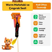 Petzzcats Worm Matatabi ve Çıngırak Sesli Kedi Oltası Oyuncağı Siyah 42 cm