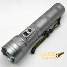farissu GK9587 LED Lazer Silindir El Feneri 13000 Lümen Type-C Şarjlı