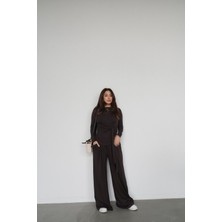 Özge Özgenç Kayık Yaka Önden Bağlamalı Bluz Eşofman Takım