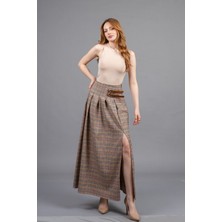 MissVina Royal Plaid Slit Skirt – Ekose Premium Maxi Etek 6831