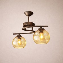 Kuzenler Modern 2'li Kahverengi Bal Canlı Avize